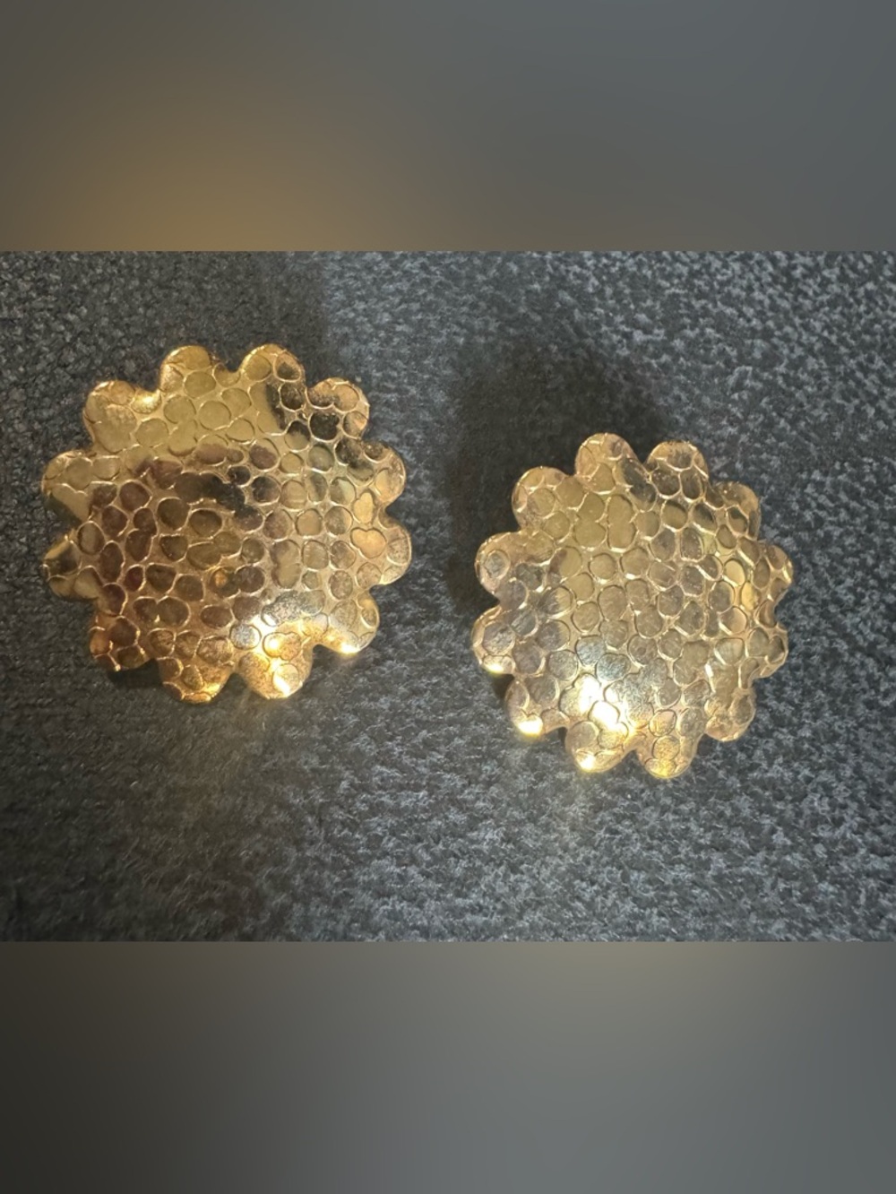 Gold Floral Textured Clip-On Earrings